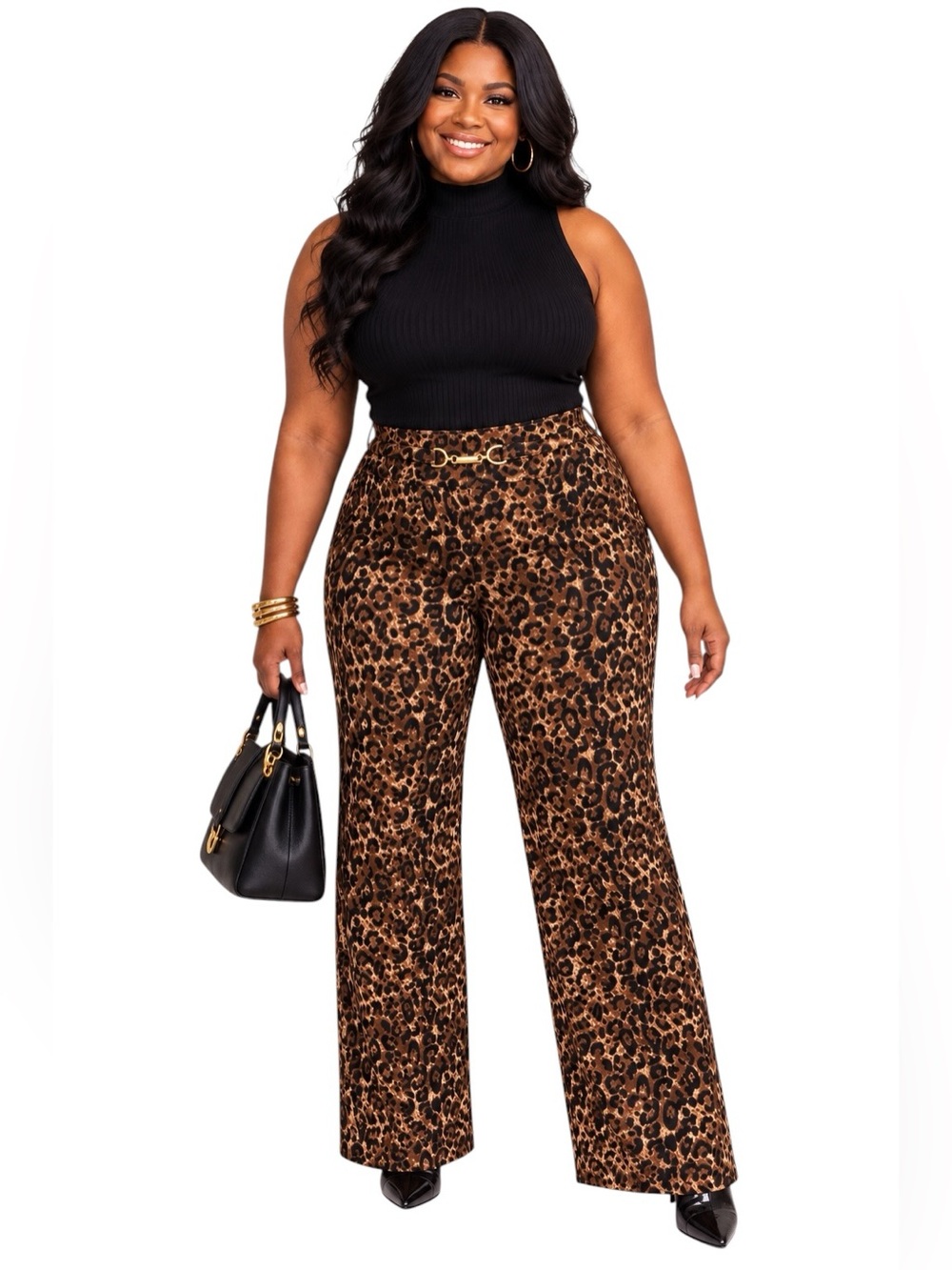 ROBERT LOUIS Leopard Print Gold Hardware Pull-On Pants XL NWT